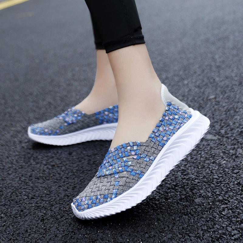 Новая универсальная женская обувь ручной работы, повседневная дышащая полая одинарная обувь, ультралегкая сетчатая женская обувь на плоской подошве, ленивая обувь