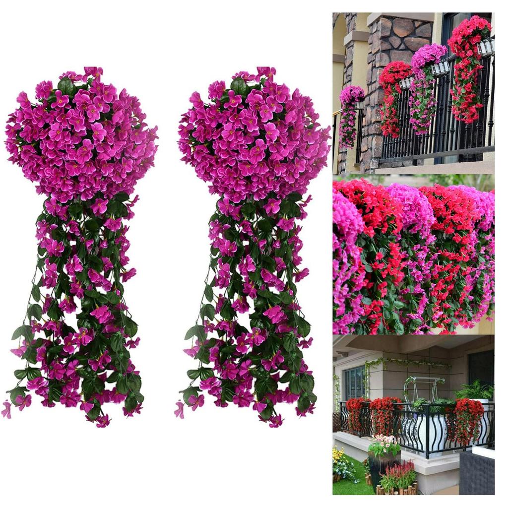 2 packs of bright artificial hanging orchid bouquets, 2023 fake wisteria vine hanging floral plants, long hanging bush flower garlands for walls