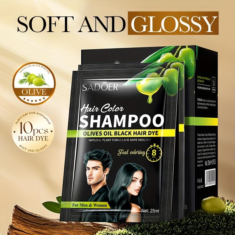 25ml*10pcs/box Olives Oil Black Hair Dye, Fast Coloring 8 Min, Makes Hair Look Moisturized, Cover White Hair, Easy To Clean
