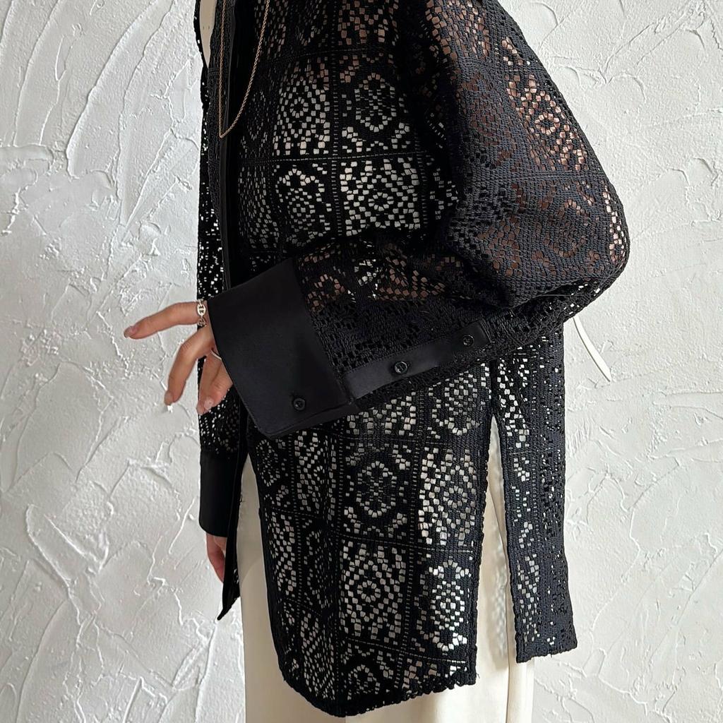 DIMANAF 2024 Весенняя рубашка женская кружевная блузка с длинным рукавом модные топы футболки свободные футболки новые белые