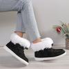 Хлопковые туфли большого размера женские осенне-зимние новые с круглым носком на шнуровке короткие ботинки плюшевые теплые пушистые женские туфли