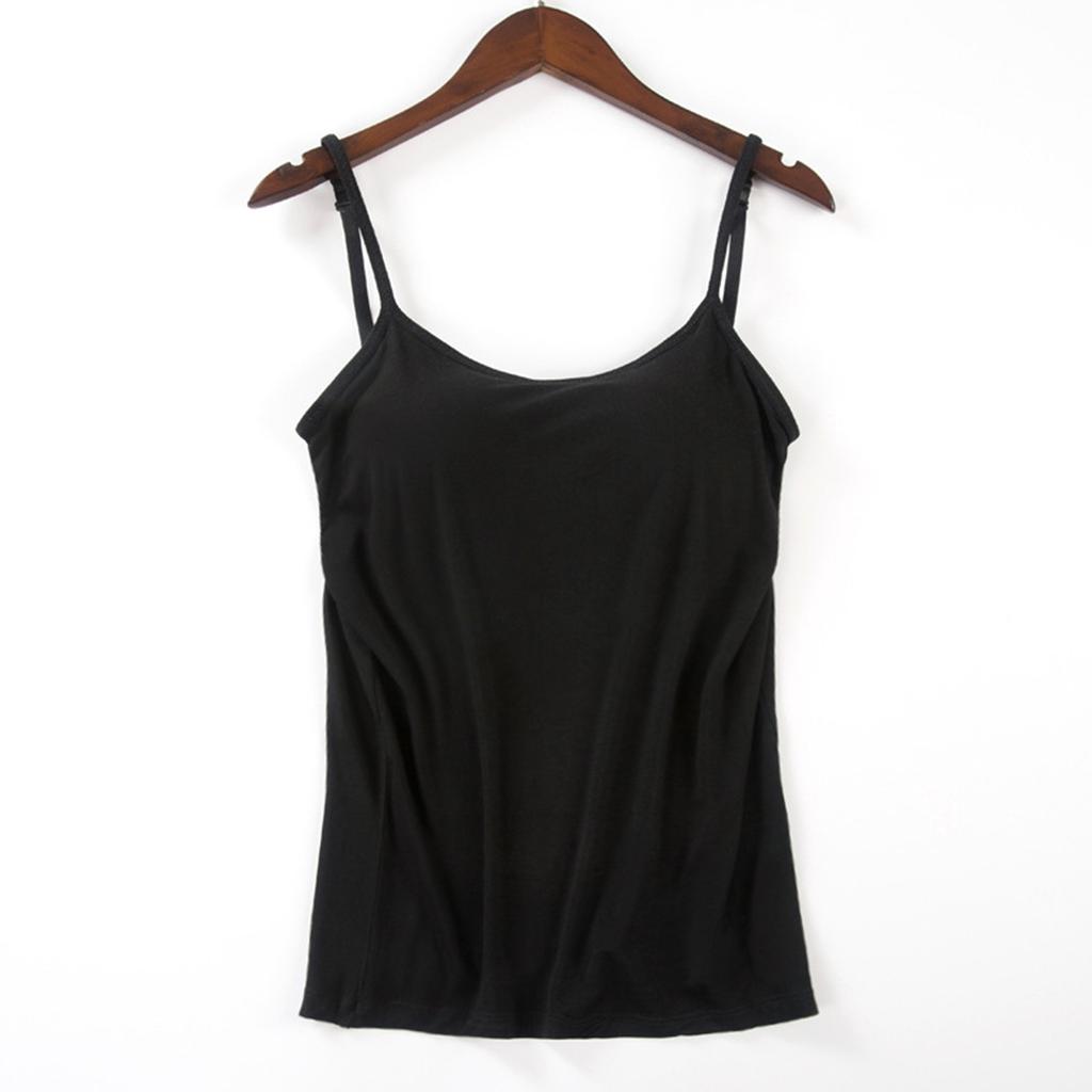 Bras Top For Women Tank Tops Adjustable Strap Camisole With Built In Padded Bra Vest Cami Sleeveless Basic Solid Sexy V Neck
