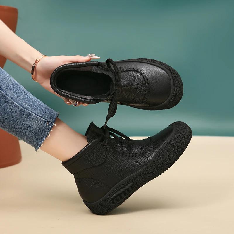 2024 New Women's Shoes Hot Selling Non-Slip Soft Sole Flat Shoes Casual Short Boots Autumn and Winter New Women's Boots