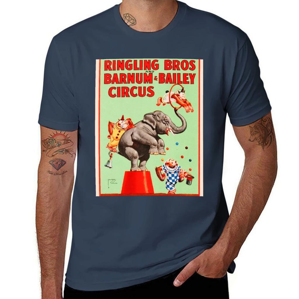 Ringling Bros Barnum Bailey CIRCUS ACROBATIC WILD ANIMALS Show Lithograph Poster TShirt Performance Workout Short Sleeve Tee