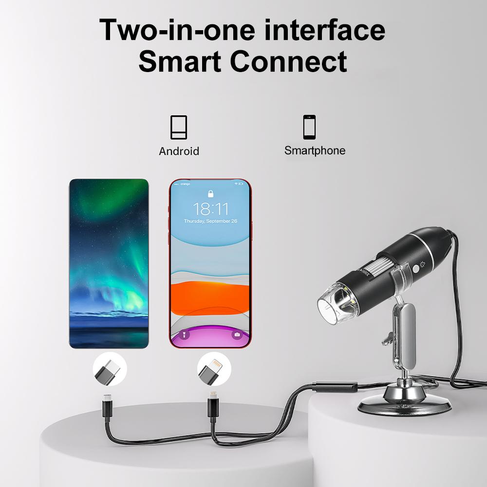 321P 1000X for IOS and Android 2 In 1 HD Digital Microscope Hand-Held Portable Microscope New 2