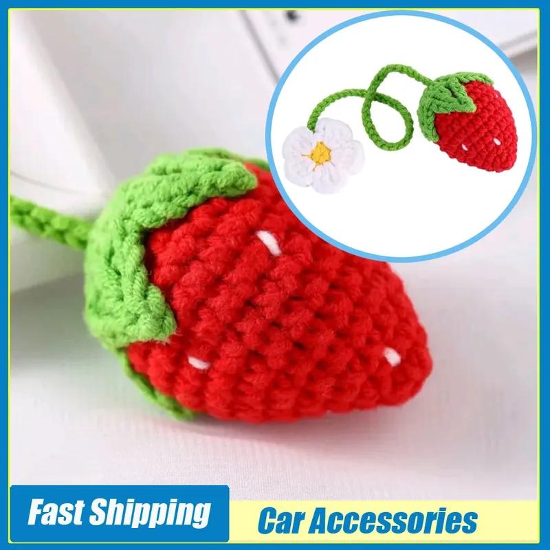 1pc Universal Auto Interior Pendant Car Strawberry Styling Ornaments Car Rearview Mirror Decroative Lanyard Car Accessories