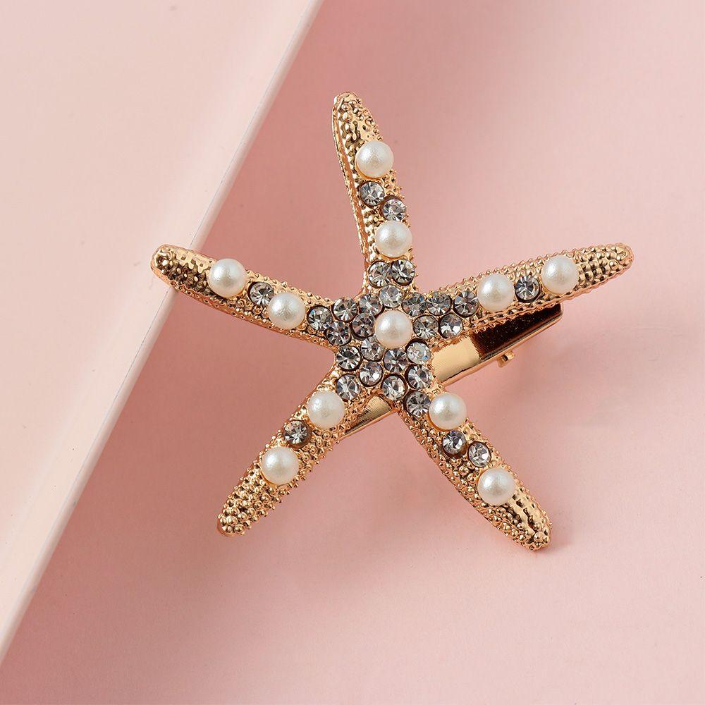 Fashion Bridal Headpiece Hair Jewelry Hair Clips Rhinestone Pearl Starfish Hairpin Girls Barrettes