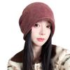 Женская осенне-зимняя минималистичная шапка-бини с отворотом - однотонная, с отворотом, теплая защита ушей