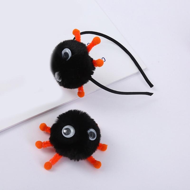 Панк Крутая Повязка на Голову Заколка для Волос Плюшевая Форма Шара Стерео Заколка Эластичная Заколка для Волос для Девочек Хэллоуин Прическа