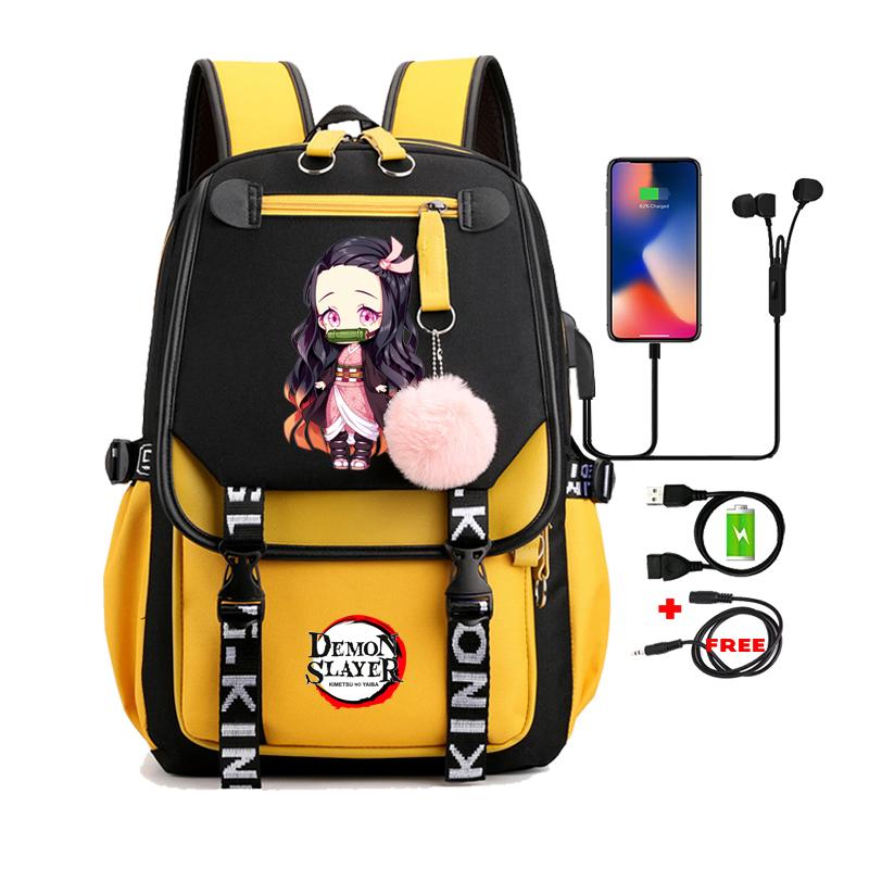 Anime Adults Large Capacity Backpack Bags Demon Slayer Nezuko Kawaii Cartoon School Bag forManga To Travel Daily Girls Bookbags