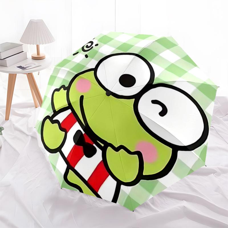 1pc Keroppi Frog Umbrella - Automatic Opening/Closing, Portable 3-Fold Design, 8-Bone Iron Frame, Outdoor, Festival Gift for Fans, Travelers, Daily Us
