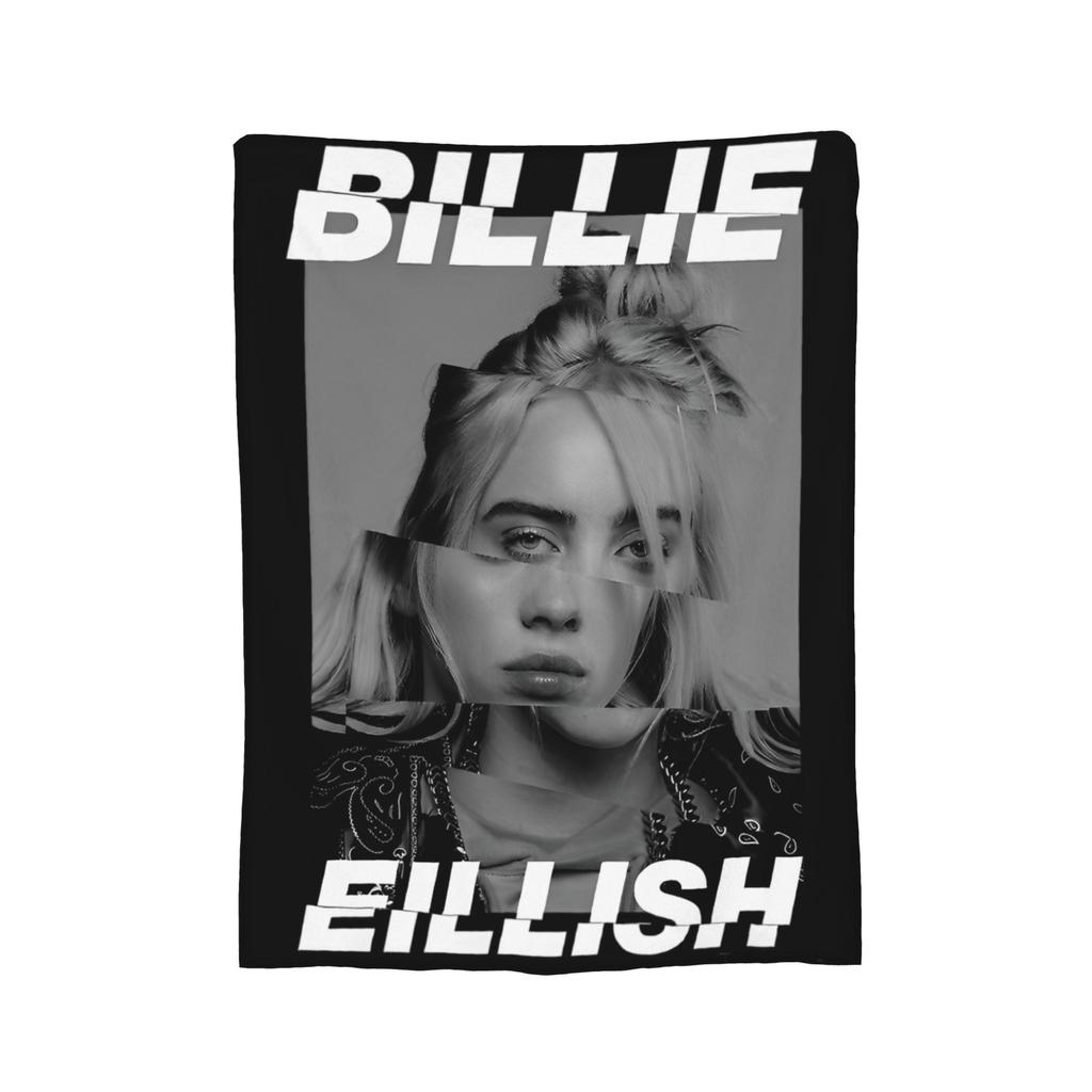 Плед из флиса с изображением известной певицы B-Billie-Girl E-Eilish, легкий, для дивана или кресла.