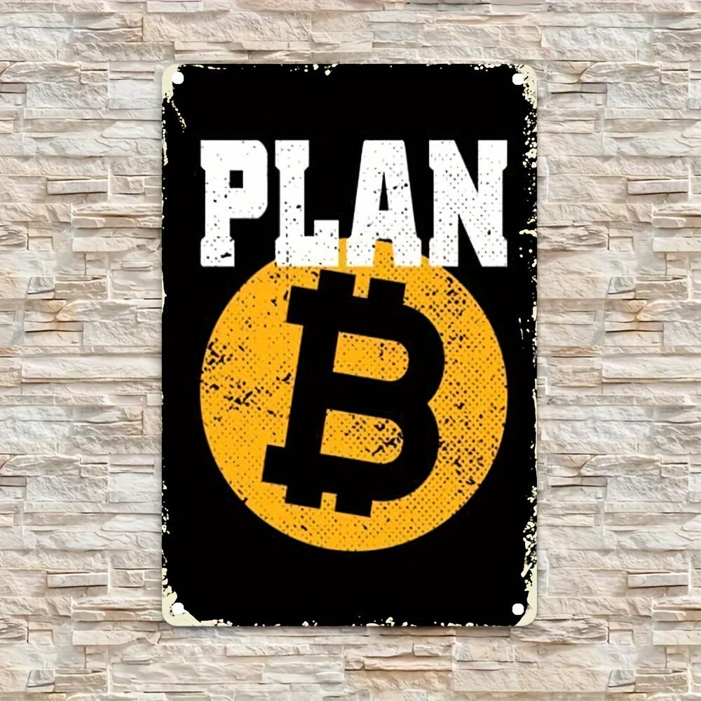 Алюминиевая настенная табличка с логотипом Bitcoin Прямоугольная табличка для декора домашнего бара, кафе, гаража