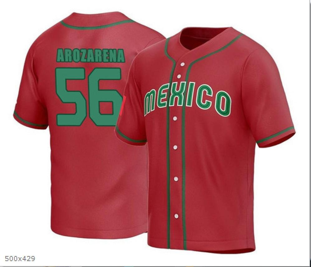 Mexico baseball team element print summer v-neck button-down baseball jersey