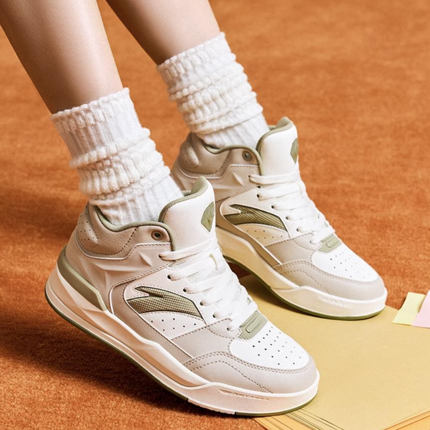 Anta 4 карата ретро классические нескользящие износостойкие высокие кроссовки для скейтбординга женские кроссовки белые серые зеленые 122448031-2