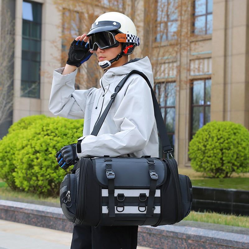Motorcycle Tail Bag Large Capacity Touring Pack Outdoor Handheld Saddlebag Bike Riding Travel Storage