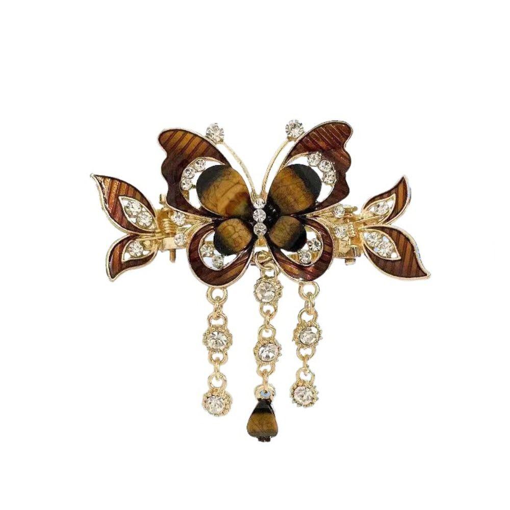 Zircon Rhinestone Butterfly Hair Clips Tassel Rhinestone Barrettes Crystal Small Hair Claw Wedding