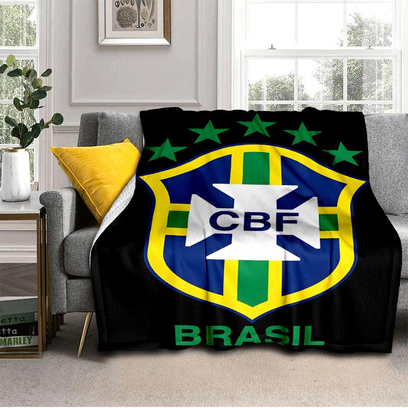 Brazilian Football Federation Printed Throws Blanket Soft Flannel Blankets for Couch Bed Gifts for Men Women Picnic blanket Christmas gifts