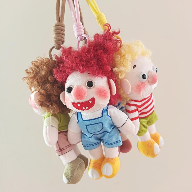 Soft Cartoon Curly Hair Plush Keychain Lovely Fluffy Doll Pendant 1Pcs Durable Key Holder for Women Purse Decor