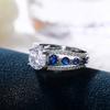 Creative Hollow Out Sapphire Blue Zircon Ring for WOMEN'S Luxurious Banquet Engagement Jewelry