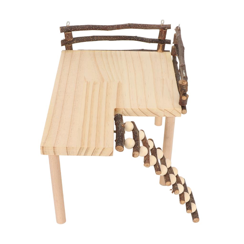 Wooden Hamster Climbing Toys Natural Log Hamster Climb Platform with Climbing Ladder for Eating