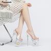 Fashion Plus Size 34-43 Sexy Transparent PVC Women Sandals Fashion Crystal Clear Platform Wedge 19CM Ultra High Heels Summer Party Shoes