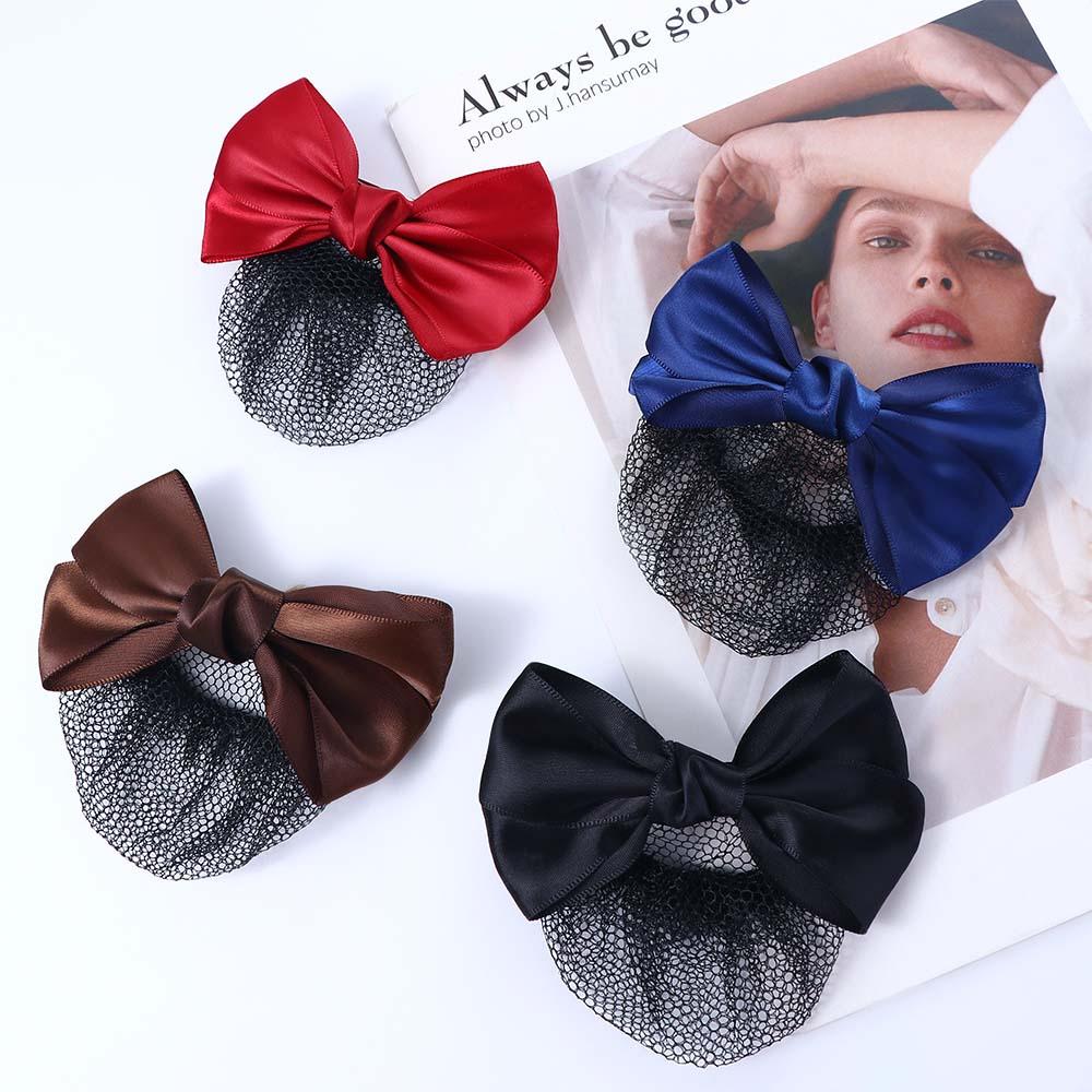 Headwear Bow Hotel Korean Bun Snood Ponytail Clip Hairgrips Cover Net Women Spring Clips