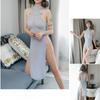 Длинные платья Cheongsam в китайском стиле, сексуальное прозрачное белое мини-платье Qipao для женской одежды, черное облегающее платье
