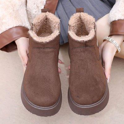 Северо-восточные зимние ботинки женские 2025 новые зимние хлопковые туфли зимняя обувь с начесом и утолщенные теплые короткие ботинки на одной педали