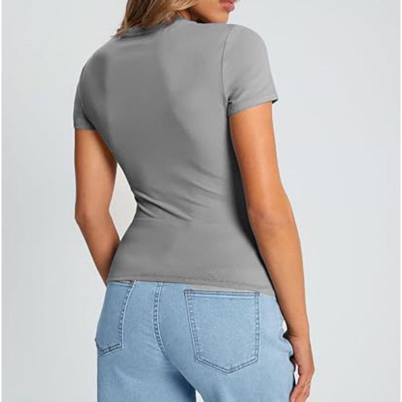 DAFIFY Женские модные повседневные летние весенние однотонные блузки и рубашки с короткими рукавами и круглым вырезом с принтом