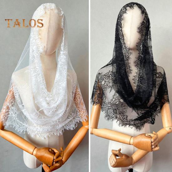 Кружевная фата невесты, прозрачная кружевная тонкая мантилья, цветочная вышивка, чистый цвет, традиционная святая, винтажная, свадебная, выпускной, для особых случаев, головной убор