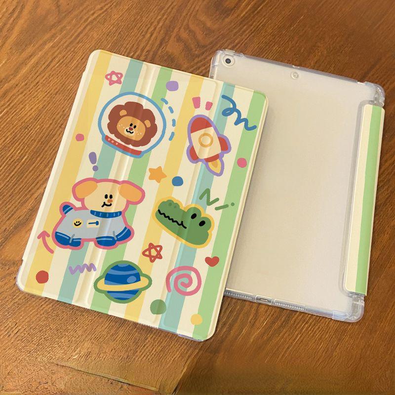For Smart Case iPad Gen 9 10.2 New High Quality Cute Colorful Cartoon Pattern Tri-fold iPad Case Air 4 10.9 Pro12.9 Air 3 10.5 with Pencil Holder