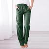 Spring and Summer Women's Solid Color Cotton and Linen Drawstring Loose Casual Wide-leg Trousers