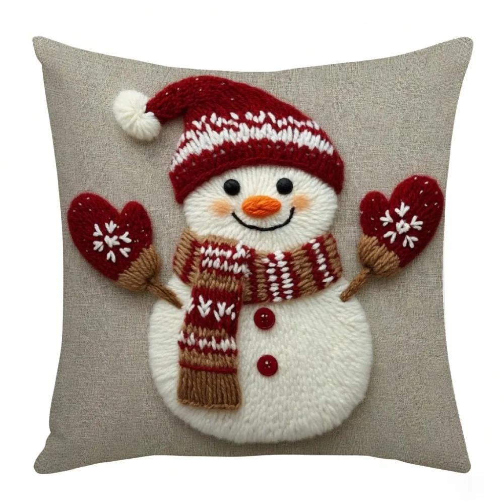 New 45x45cm Christmas Pillowcase Merry Christmas Sofa Cushion Cover Cartoon Santa Snowman Elk Pillow Case Home Bed Car Decor