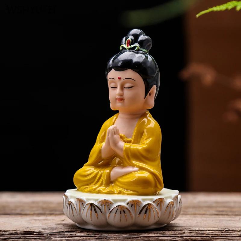 Керамическая статуя Будды Домашние подношения гуаньинь бодхисаттва Будда Шакьямуни Статуя Будды короля Тибета