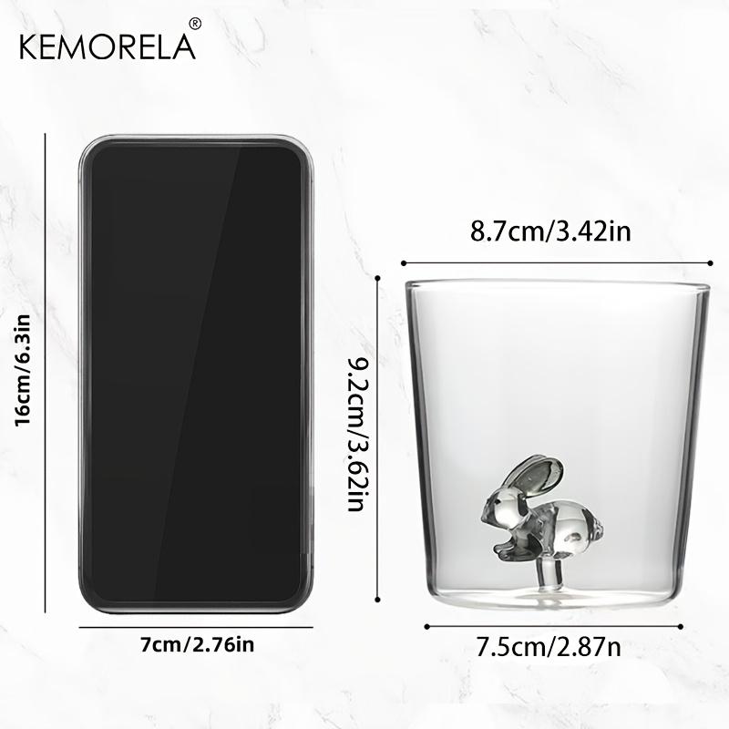 KEMORELA 1PCS Cute Rabbit Cartoon Glass Cup High Borosilicate Reusable Suitable for Iced Coffee Juice Can be Used as Easter Gift