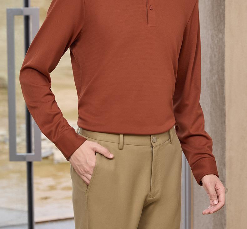 Machine Washable Long staple Cotton Men's Long-sleeved T-shirt