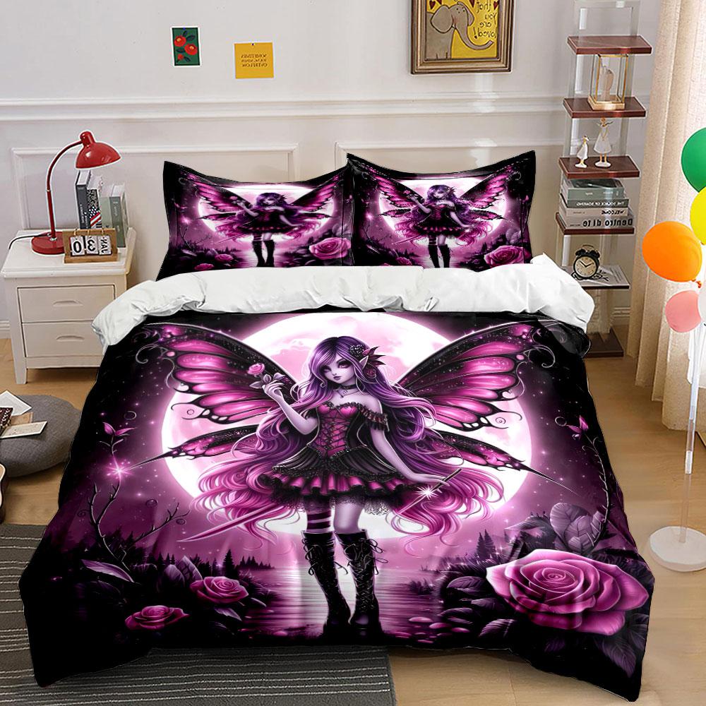 Fantasy Fairy Artwork Set Bedding Set with 1 Duvet Cover 2 Pillowcases Single Double King Queen, Gift
