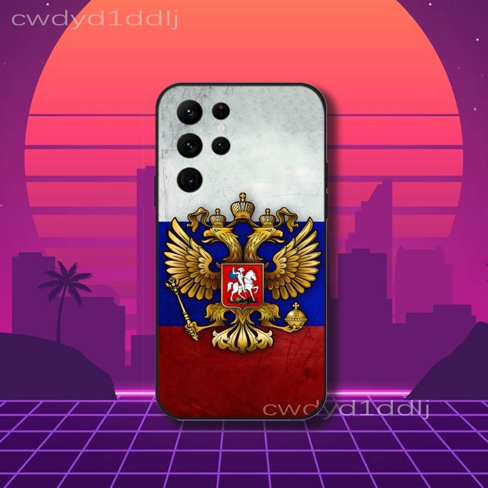 Russia Russian Flag Phone Case For Samsung S10,S21,FE,S21 ,S26,S25,S24,S23,Ultra,S9,S22,Plus Black Shockproof Silicone Sof
