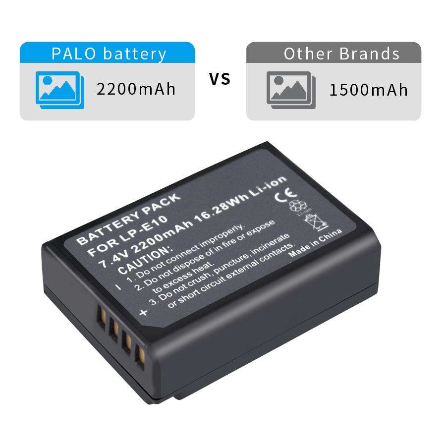 PALO LP-E10 Battery for Canon EOS Rebel T3 T5 T6 T7 Kiss X50 Kiss X70 EOS 1100D 1200D 1300D 2000D Digital Camera