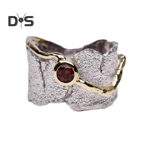 Нерегулярные стразы широкое кольцо для мужчин и женщин красный кубический цирконий кольцо винтажные украшения для нее