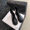 Foreign Women's Short Boots Black Autumn and Winter Round Head Boots Thick-soled Martin Boots Thick Heel Elastic Single Boots