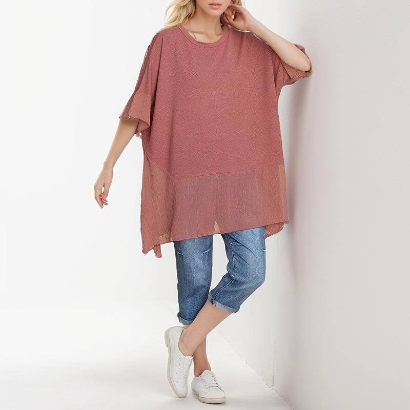 DIMANAF 2021, женская футболка больших размеров, модная женская летняя лоскутная футболка оверсайз с кружевом и круглым вырезом, хлопковые свободные топы с короткими рукавами и футболки