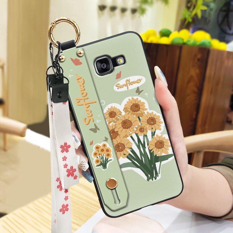 Back Cover Wristband Phone Case For Samsung Galaxy A510/A5 2016/SM-A510F Anti-dust Kickstand Waterproof Flower Durable