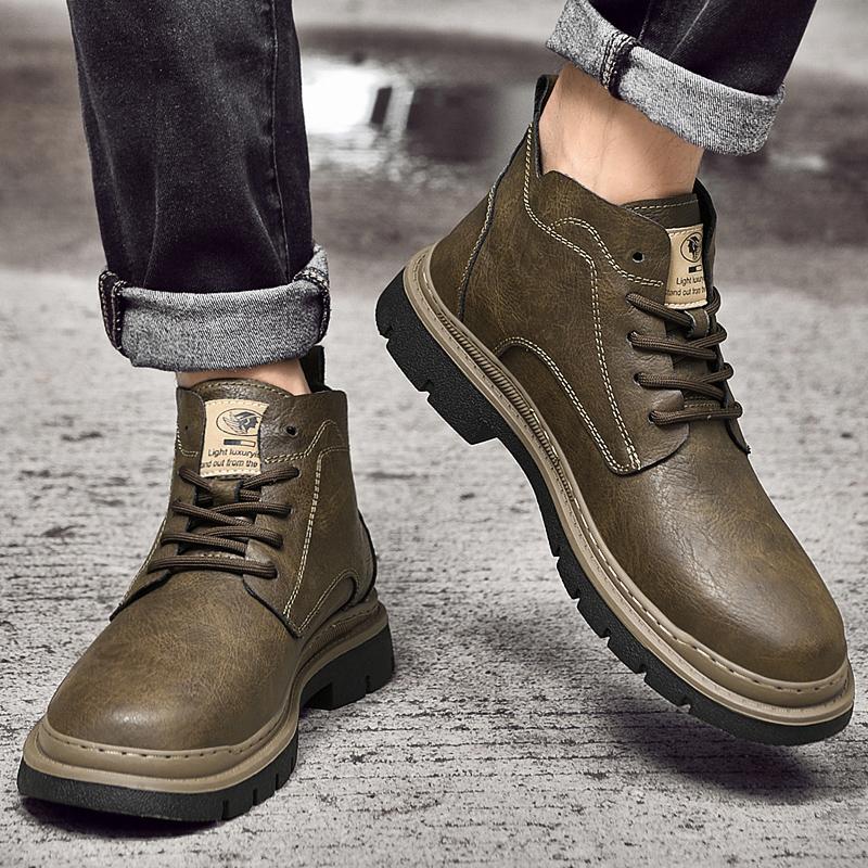 Новые мужские классические кожаные повседневные рабочие ботинки, модные британские удобные ботинки на мягкой подошве, мужские повседневные деловые ботинки для свиданий
