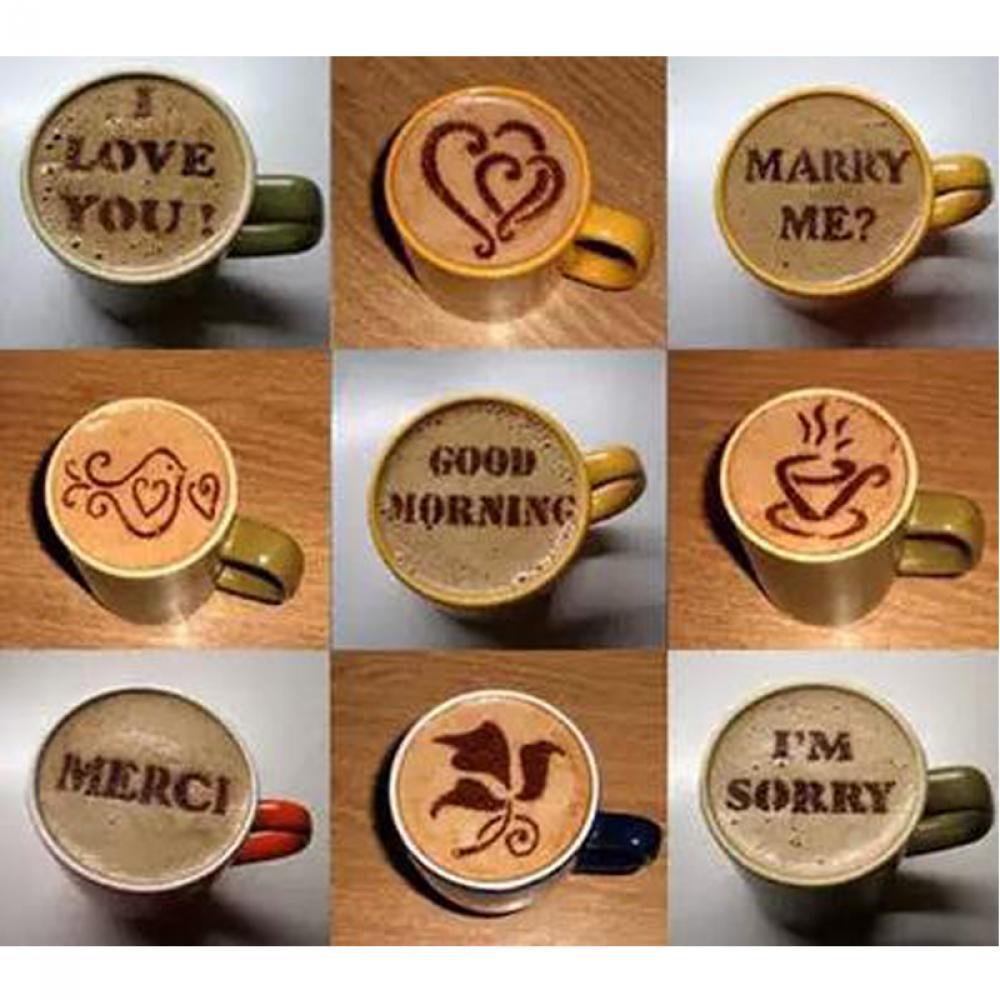 16pcs DIY Cake Latte Decorating Coffee Art Stencils Cappuccino Foam Tool