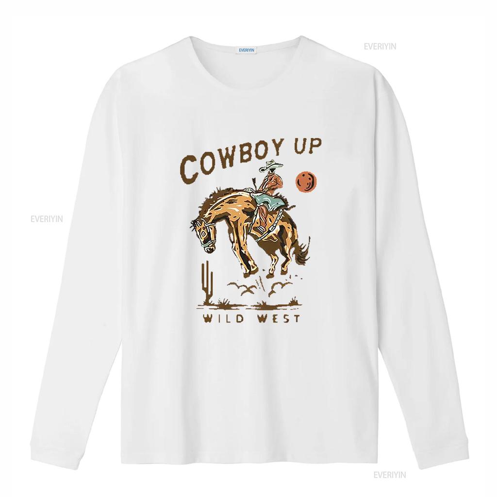 COWBOY UP ДИКИЙ ЗАПАД Американский Ретро Круглый Вырез Женская Футболка Черная X Large винтажный Стиранный Растягивающийся Топ Для Повседневной Носки