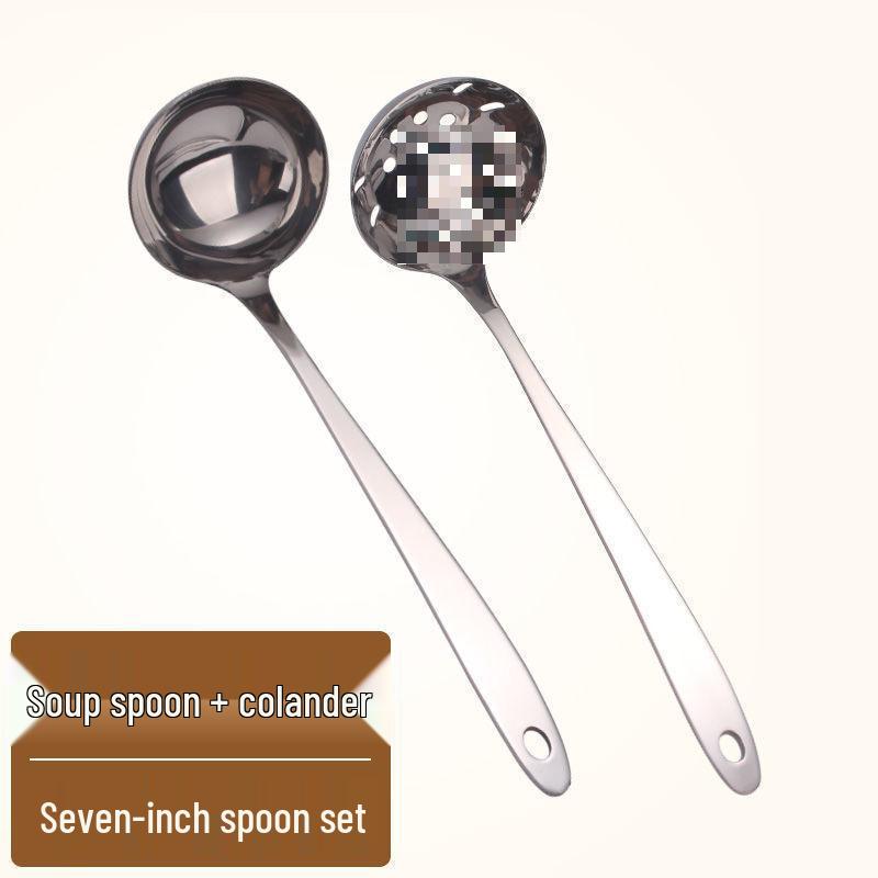 Половник для супа из нержавеющей стали 304 - Длинная ручка, Большой объем для сервировки, с дуршлагом для домашнего или коммерческого использования