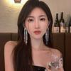 Alloy Tasse Earring Crystal Long Chain Earrings Fashion Dangle Earrings