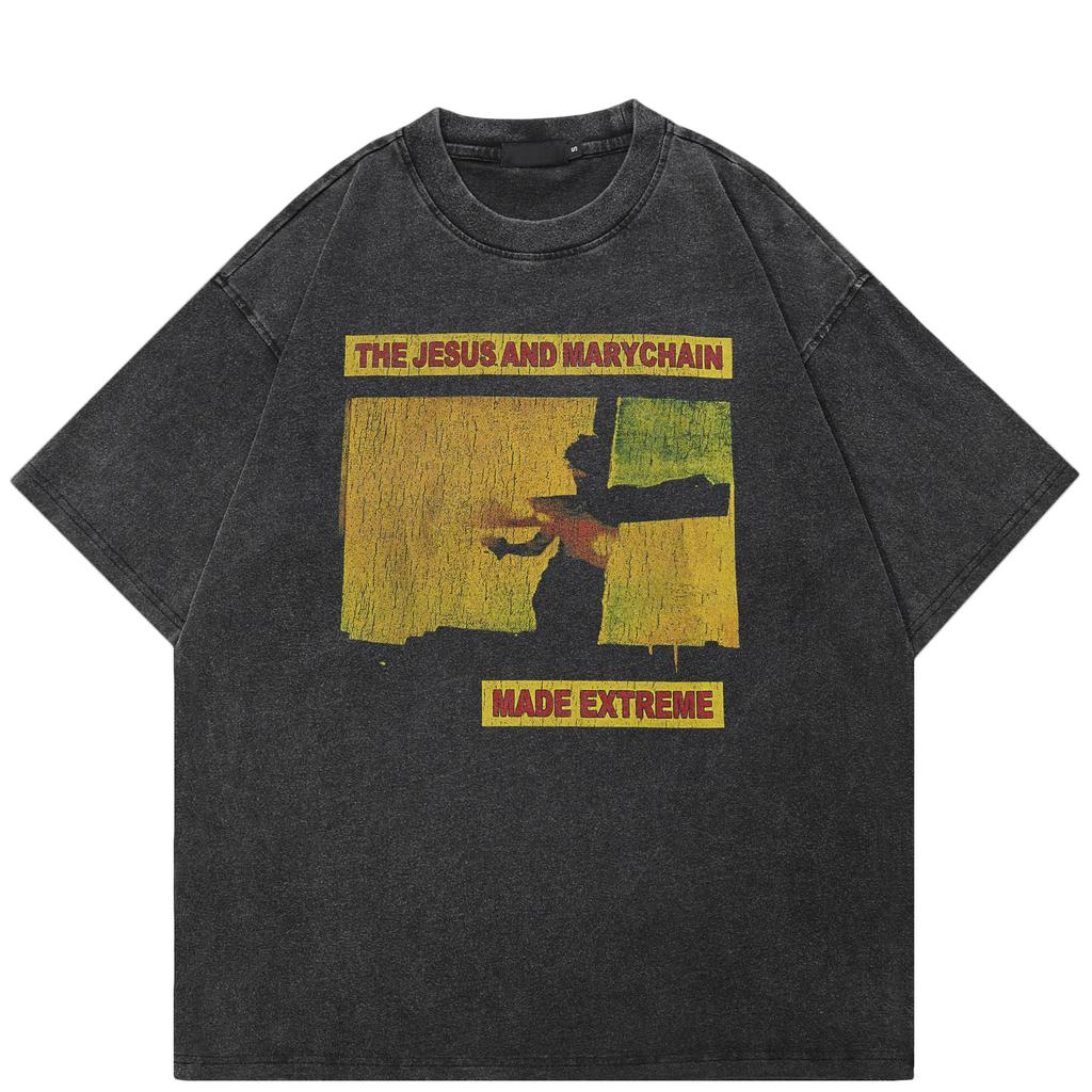 Футболка Streetwear с рисунком с обеих сторон, черная футболка из хлопка, стираная, унисекс, свободная, с короткими рукавами